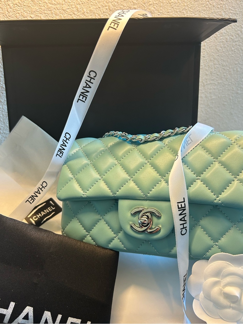 Mini Flap in Light Blue Lambskin - Picture 2 of 8